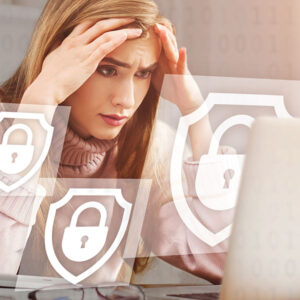 business woman is frustrated with her website